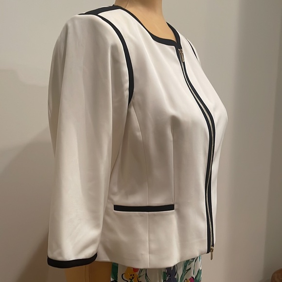 Retro Chic SHARP Calvin Klein Blazer TOP with Dual Zipper GOLD Hardware 18W EUC - Picture 4 of 13